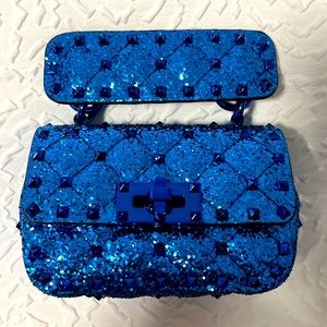 Valentino Garavani - Mini Rockstud Spike Glitter Fabric Shoulder Bag